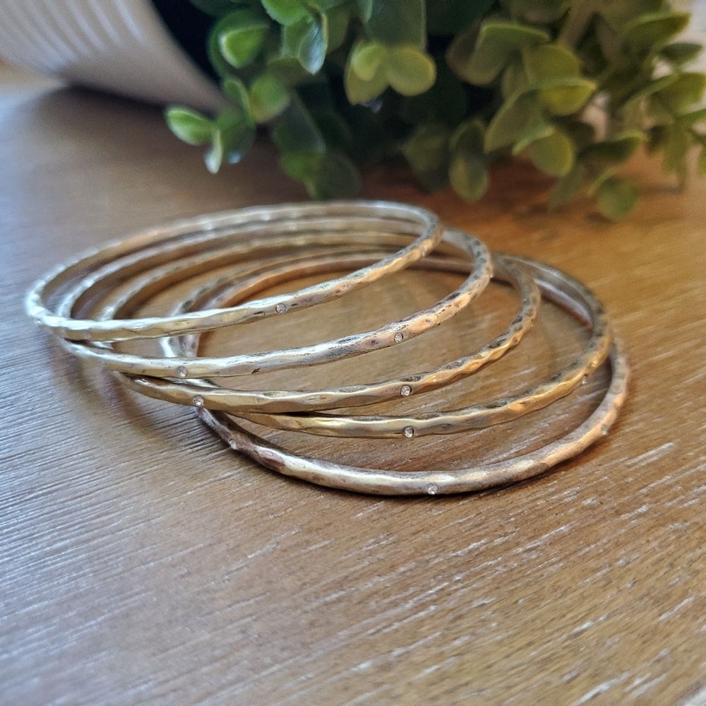 5 Banglet Bracelets with small Rhinestone Accents